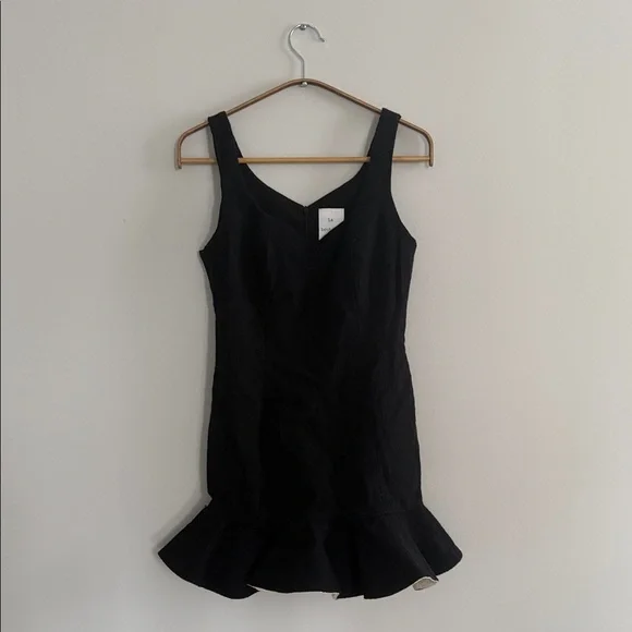 LaBoutique Black Tweed Ruffle Hem Mini Dress - Picture 2 of 7